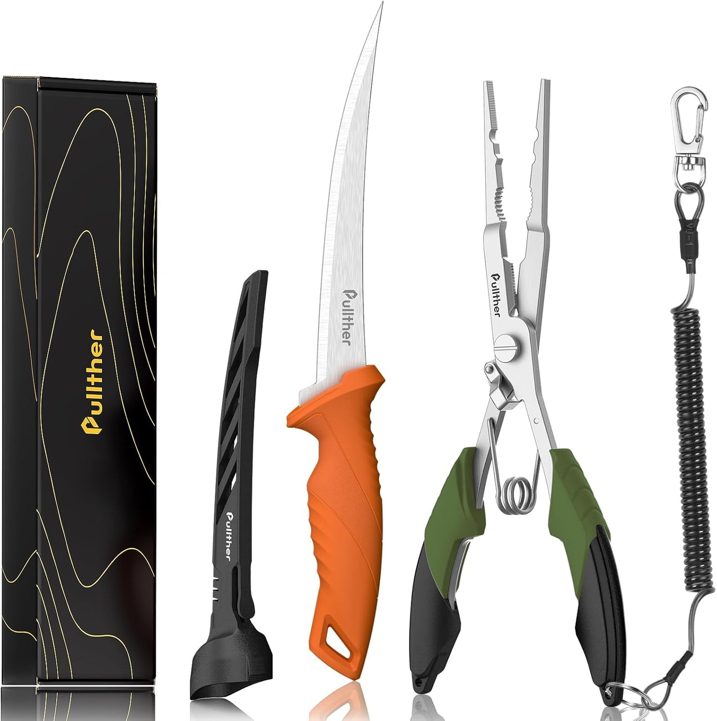 2PC Fishing Tool Kit - 7" Fillet Knife,Fishing Pliers,Multitool Hook Remover Fishing Pliers,Fishing Gear for Saltwater