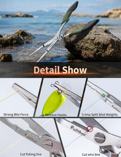 2PC Fishing Tool Kit - 7" Fillet Knife,Fishing Pliers,Multitool Hook Remover Fishing Pliers,Fishing Gear for Saltwater