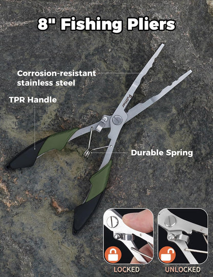 2PC Fishing Tool Kit - 7" Fillet Knife,Fishing Pliers,Multitool Hook Remover Fishing Pliers,Fishing Gear for Saltwater