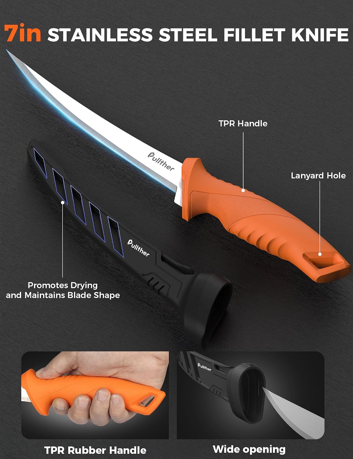 2PC Fishing Tool Kit - 7" Fillet Knife,Fishing Pliers,Multitool Hook Remover Fishing Pliers,Fishing Gear for Saltwater