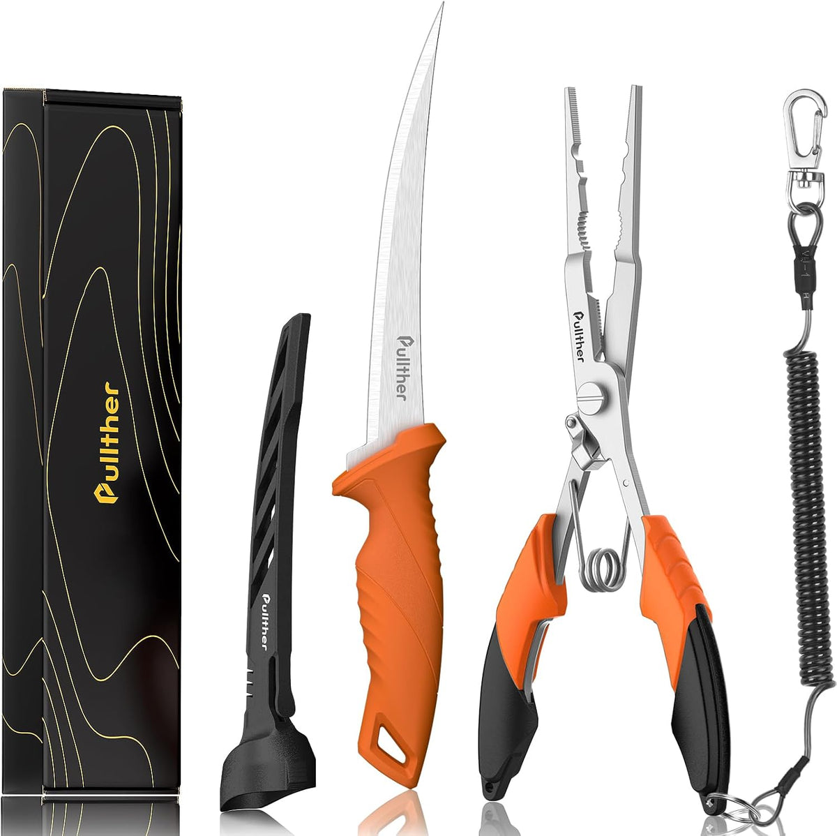 2PC Fishing Tool Kit - 7" Fillet Knife,Fishing Pliers,Multitool Hook Remover Fishing Pliers,Fishing Gear for Saltwater