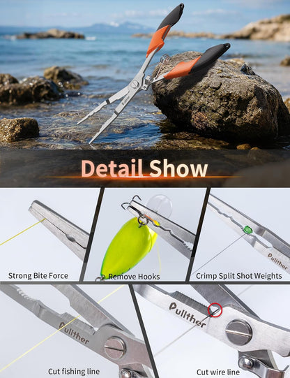 2PC Fishing Tool Kit - 7" Fillet Knife,Fishing Pliers,Multitool Hook Remover Fishing Pliers,Fishing Gear for Saltwater