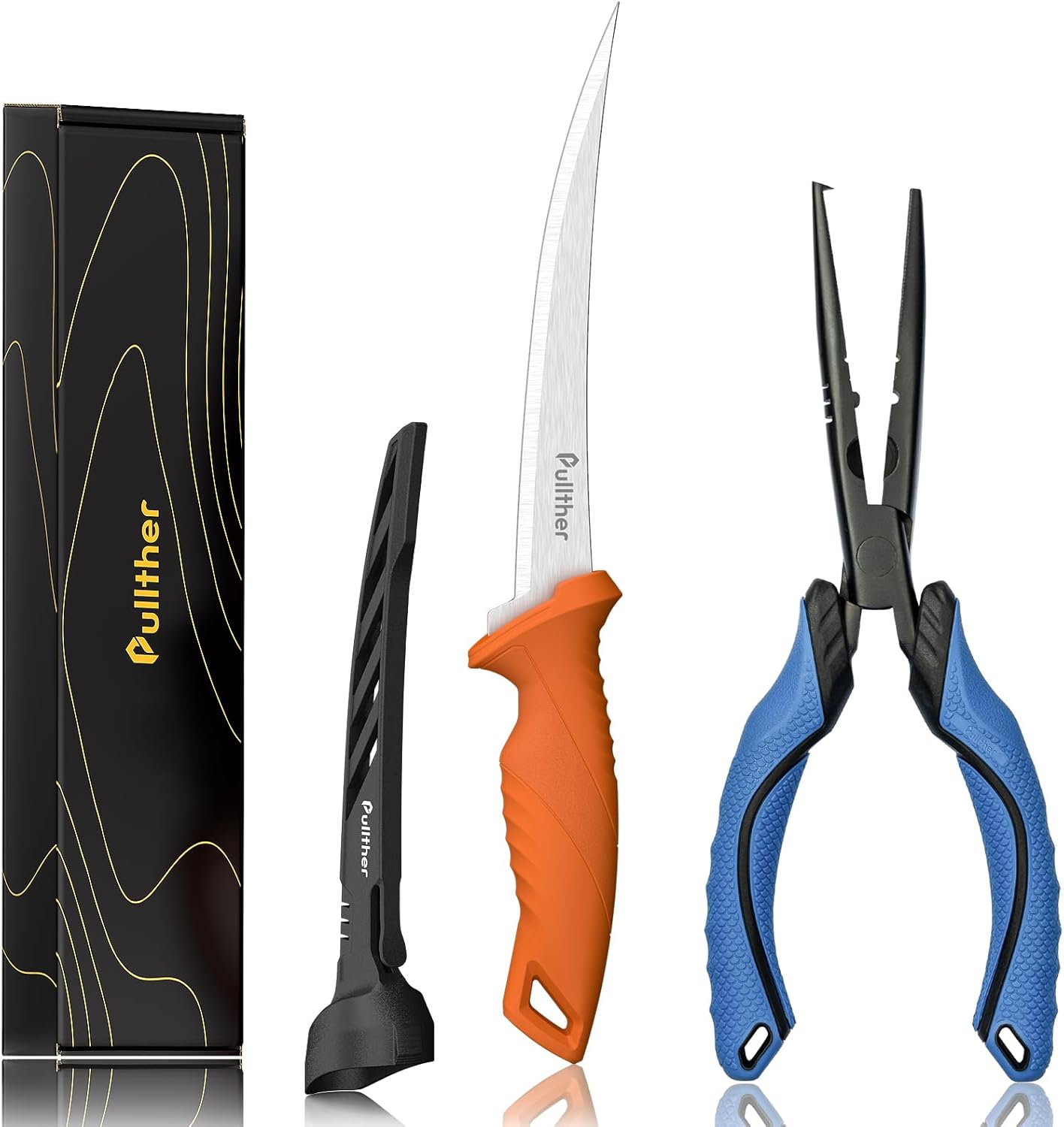 2PC Fishing Tool Kit - 7" Fillet Knife,Fishing Pliers,Multitool Hook Remover Fishing Pliers,Fishing Gear for Saltwater
