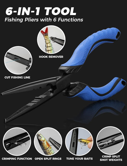 2PC Fishing Tool Kit - 7" Fillet Knife,Fishing Pliers,Multitool Hook Remover Fishing Pliers,Fishing Gear for Saltwater