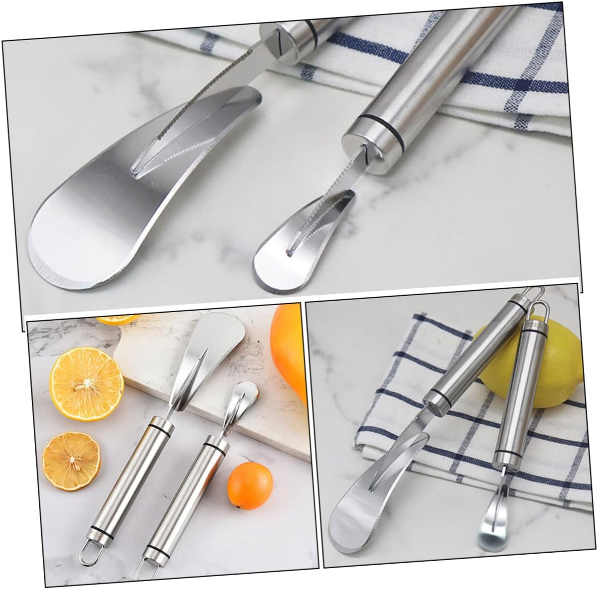 2pcs Citrus Peeler Set with 304 Stainless Steel Orange and Grapefruit Knives Multifunctional Fruit Peeling Tools for Kitchen and Home Use