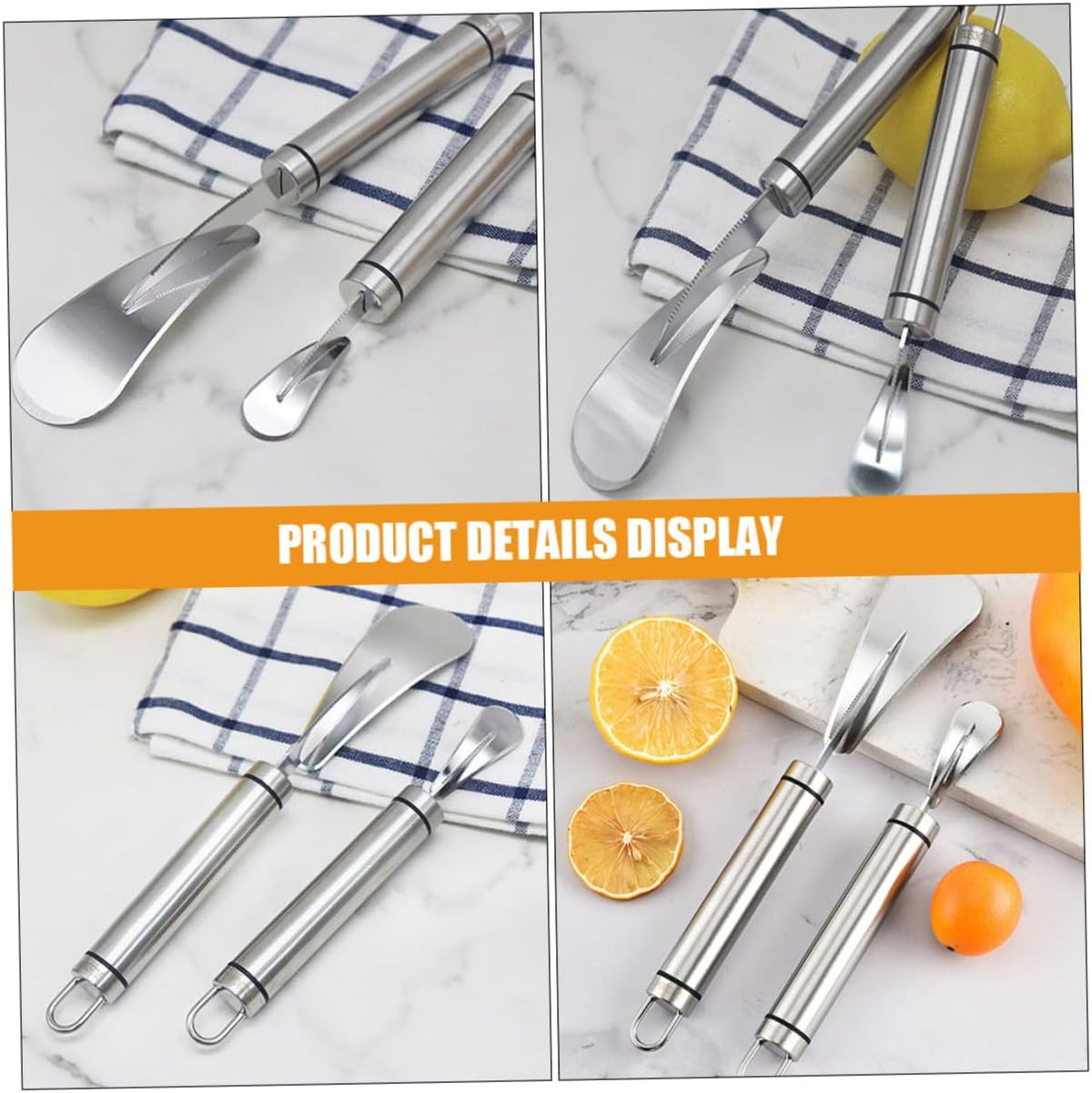 2pcs Citrus Peeler Set with 304 Stainless Steel Orange and Grapefruit Knives Multifunctional Fruit Peeling Tools for Kitchen and Home Use