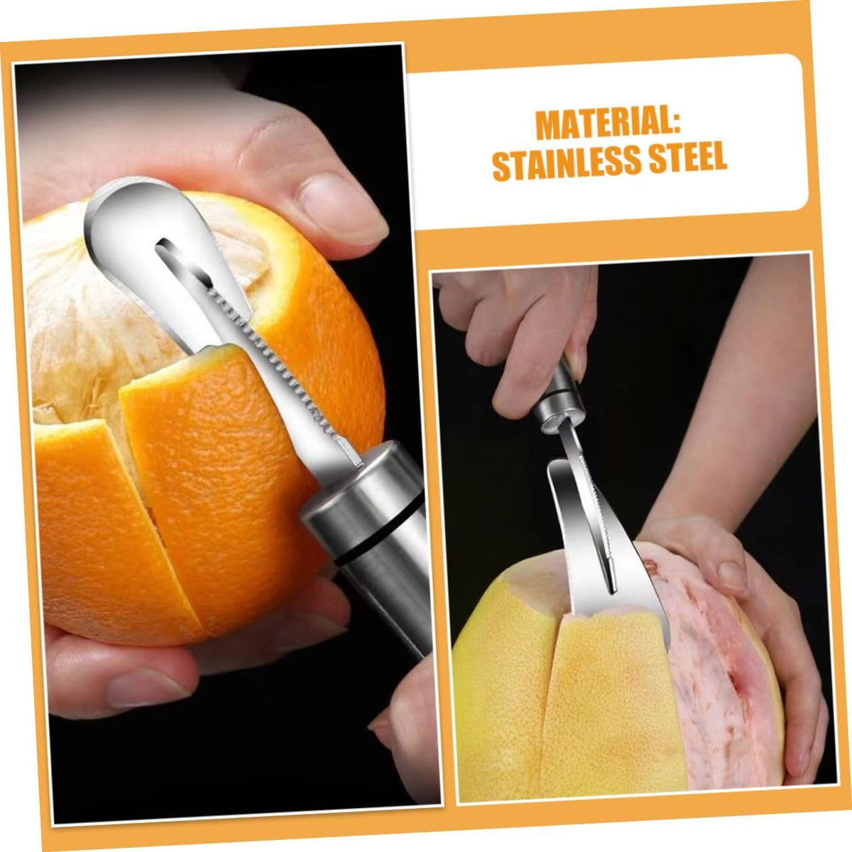 2pcs Citrus Peeler Set with 304 Stainless Steel Orange and Grapefruit Knives Multifunctional Fruit Peeling Tools for Kitchen and Home Use