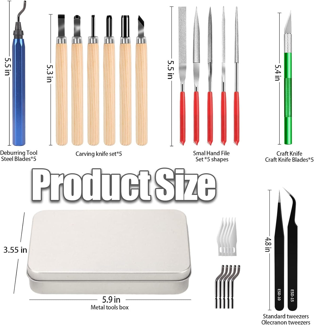 25pcs Precisio with Deburring Tool, Craft Knife,hand File,Carving Knife Suitable for sanding, carving, modeling, cutting, scraping,3D Printing Deburring kit