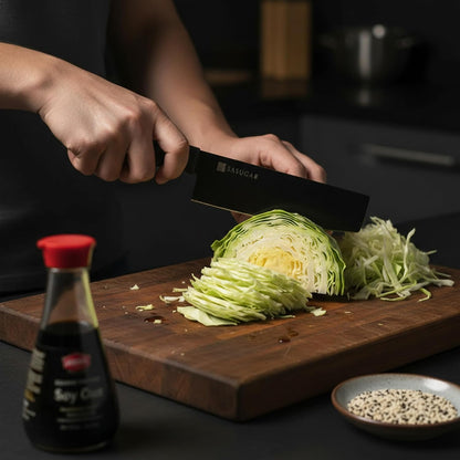 Lightweigth Japanese Nakiri Vegetable Knife 165 mm – Made in Japan | Molybdenum-Vanadium Stainless Steel | Flat Blade for Precise Vegetable Cutting
