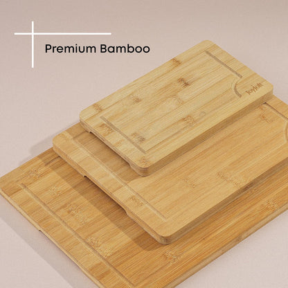 Bamboo Cutting Boards - Large & Small Wooden Board - Serving Cheese, Bread or Chopping Boards. Non-Slip