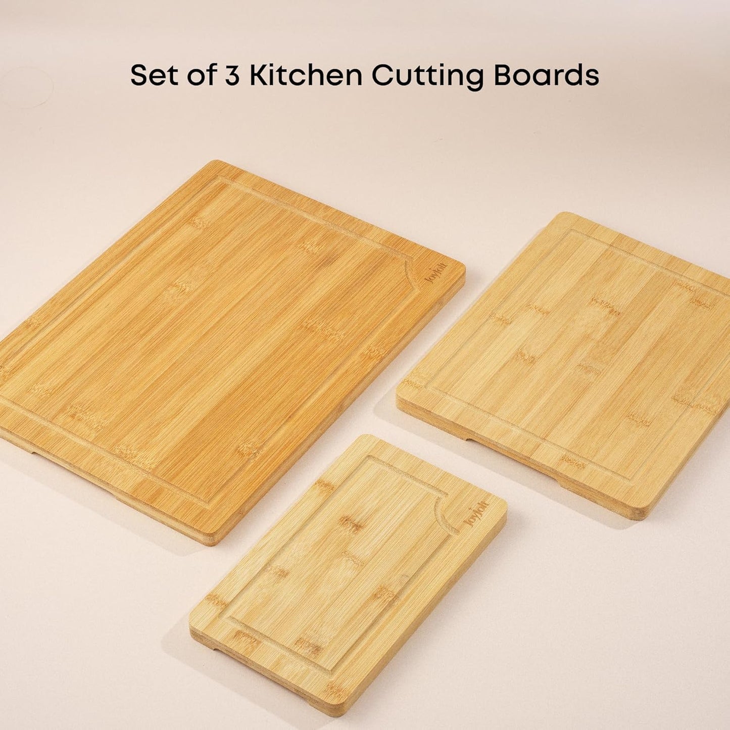 Bamboo Cutting Boards - Large & Small Wooden Board - Serving Cheese, Bread or Chopping Boards. Non-Slip
