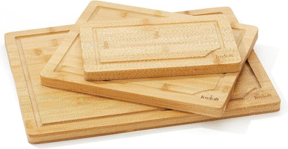 Bamboo Cutting Boards - Large & Small Wooden Board - Serving Cheese, Bread or Chopping Boards. Non-Slip
