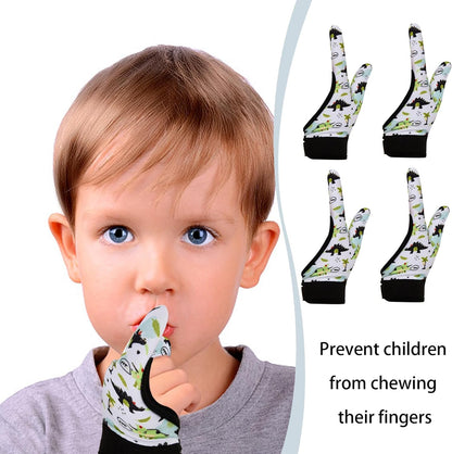 4pcs Thumb Sucking Guard Gloves Kids Anti Thumb Sucking Glove Chewy Compression Thumb Sucking Stop Nail Biting Finger Biting Glove for Kids Thumb Guard for Ages 5-12