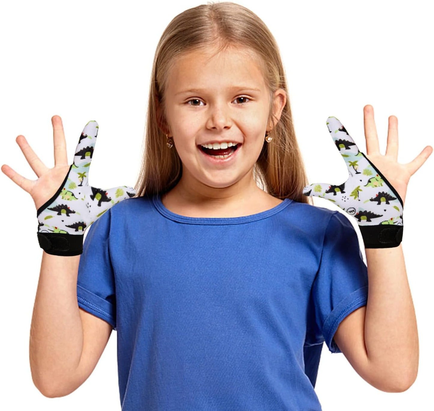 4pcs Thumb Sucking Guard Gloves Kids Anti Thumb Sucking Glove Chewy Compression Thumb Sucking Stop Nail Biting Finger Biting Glove for Kids Thumb Guard for Ages 5-12