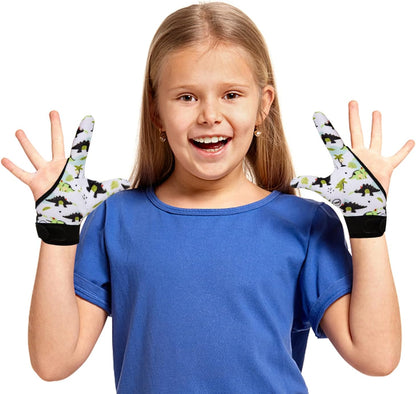4pcs Thumb Sucking Guard Gloves Kids Anti Thumb Sucking Glove Chewy Compression Thumb Sucking Stop Nail Biting Finger Biting Glove for Kids Thumb Guard for Ages 5-12