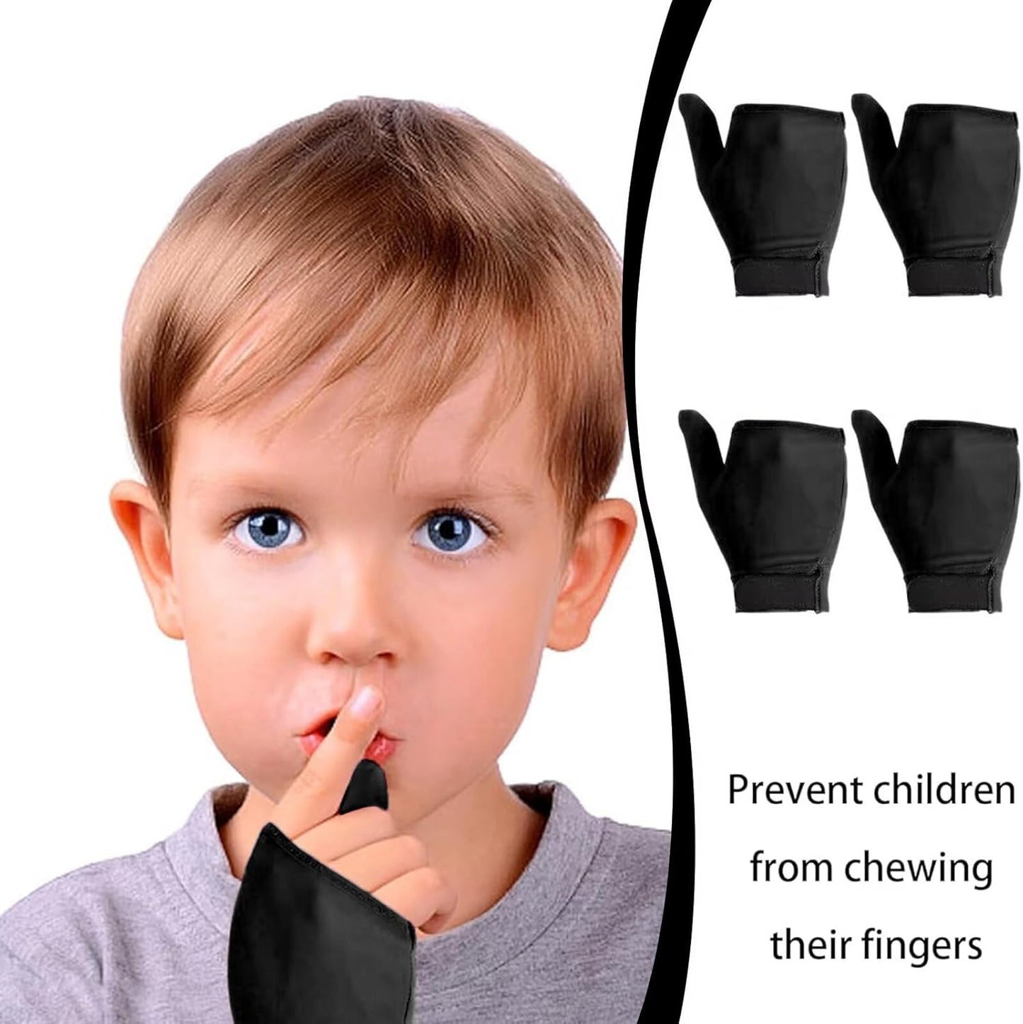 4pcs Thumb Sucking Guard Gloves Kids Anti Thumb Sucking Glove Chewy Compression Thumb Sucking Stop Nail Biting Finger Biting Glove for Kids Thumb Guard for Ages 5-12