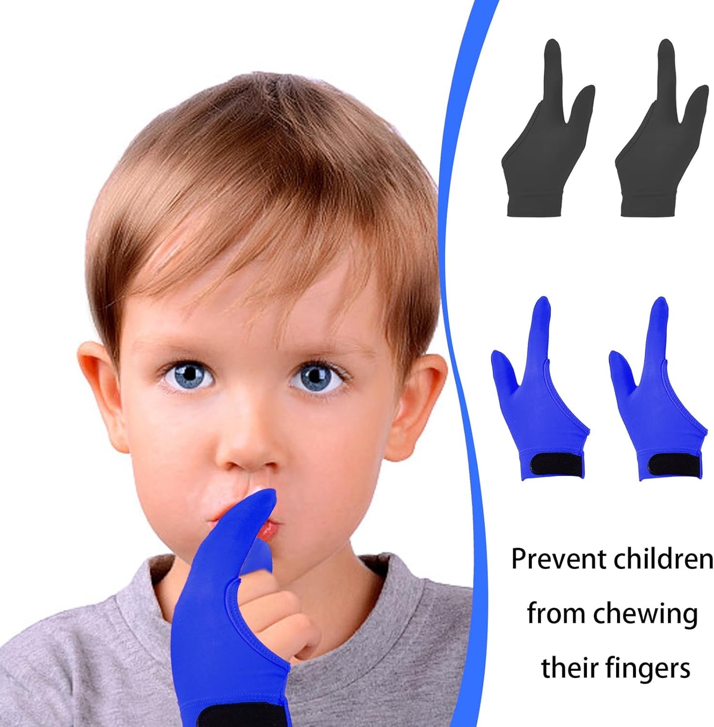 4pcs Thumb Sucking Guard Gloves Kids Anti Thumb Sucking Glove Chewy Compression Thumb Sucking Stop Nail Biting Finger Biting Glove for Kids Thumb Guard for Ages 5-12