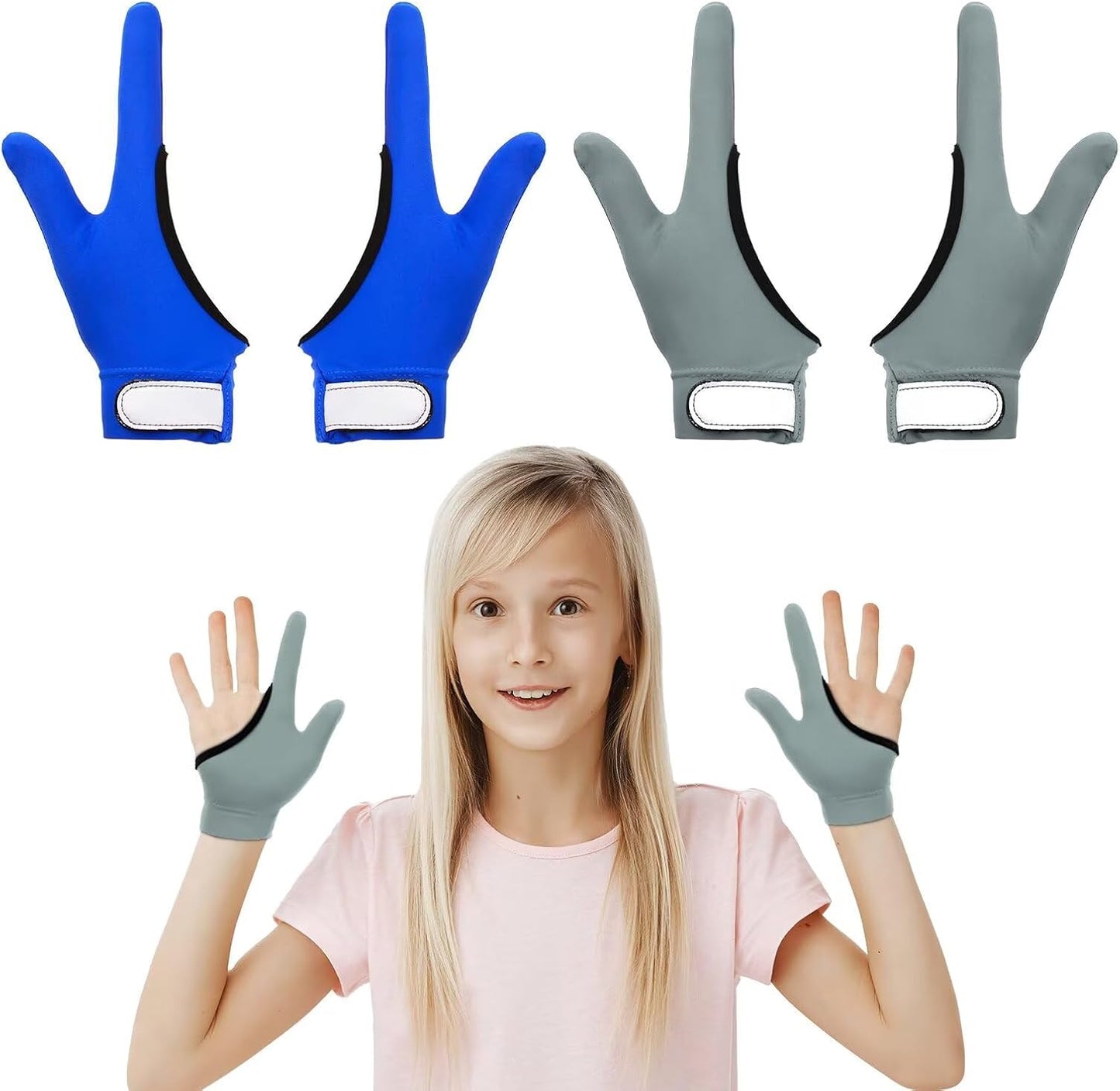 4pcs Thumb Sucking Guard Gloves Kids Anti Thumb Sucking Glove Chewy Compression Thumb Sucking Stop Nail Biting Finger Biting Glove for Kids Thumb Guard for Ages 5-12