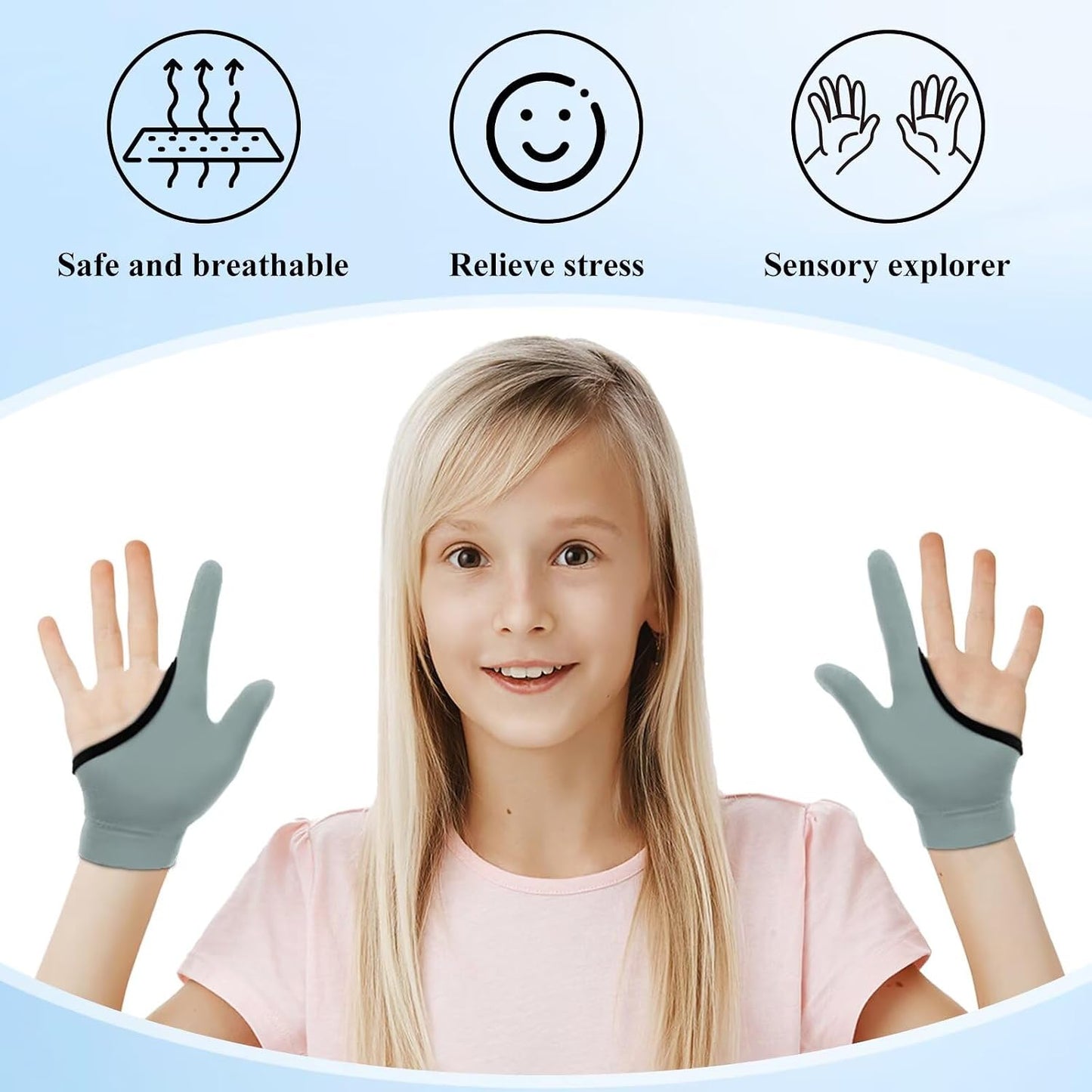 4pcs Thumb Sucking Guard Gloves Kids Anti Thumb Sucking Glove Chewy Compression Thumb Sucking Stop Nail Biting Finger Biting Glove for Kids Thumb Guard for Ages 5-12
