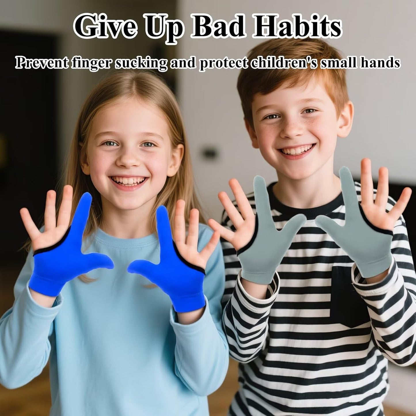 4pcs Thumb Sucking Guard Gloves Kids Anti Thumb Sucking Glove Chewy Compression Thumb Sucking Stop Nail Biting Finger Biting Glove for Kids Thumb Guard for Ages 5-12