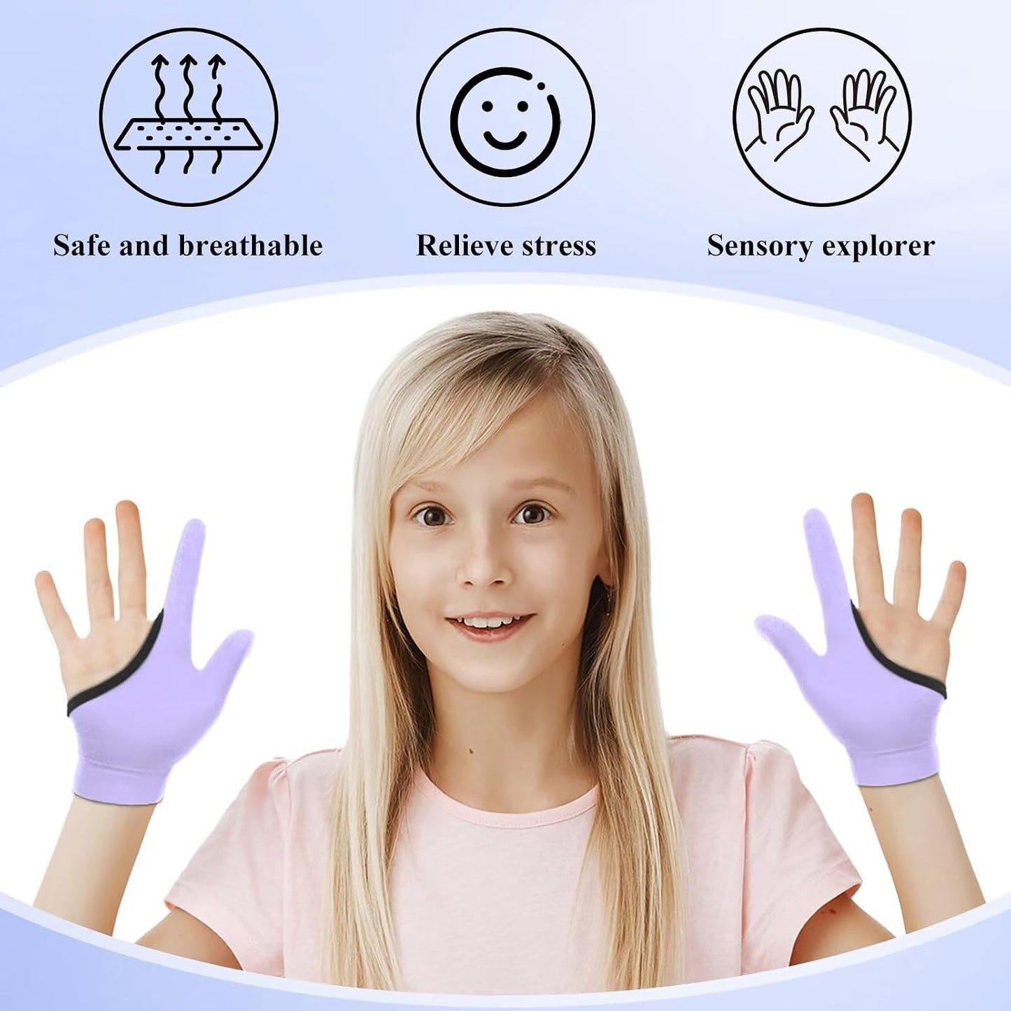 4pcs Thumb Sucking Guard Gloves Kids Anti Thumb Sucking Glove Chewy Compression Thumb Sucking Stop Nail Biting Finger Biting Glove for Kids Thumb Guard for Ages 5-12