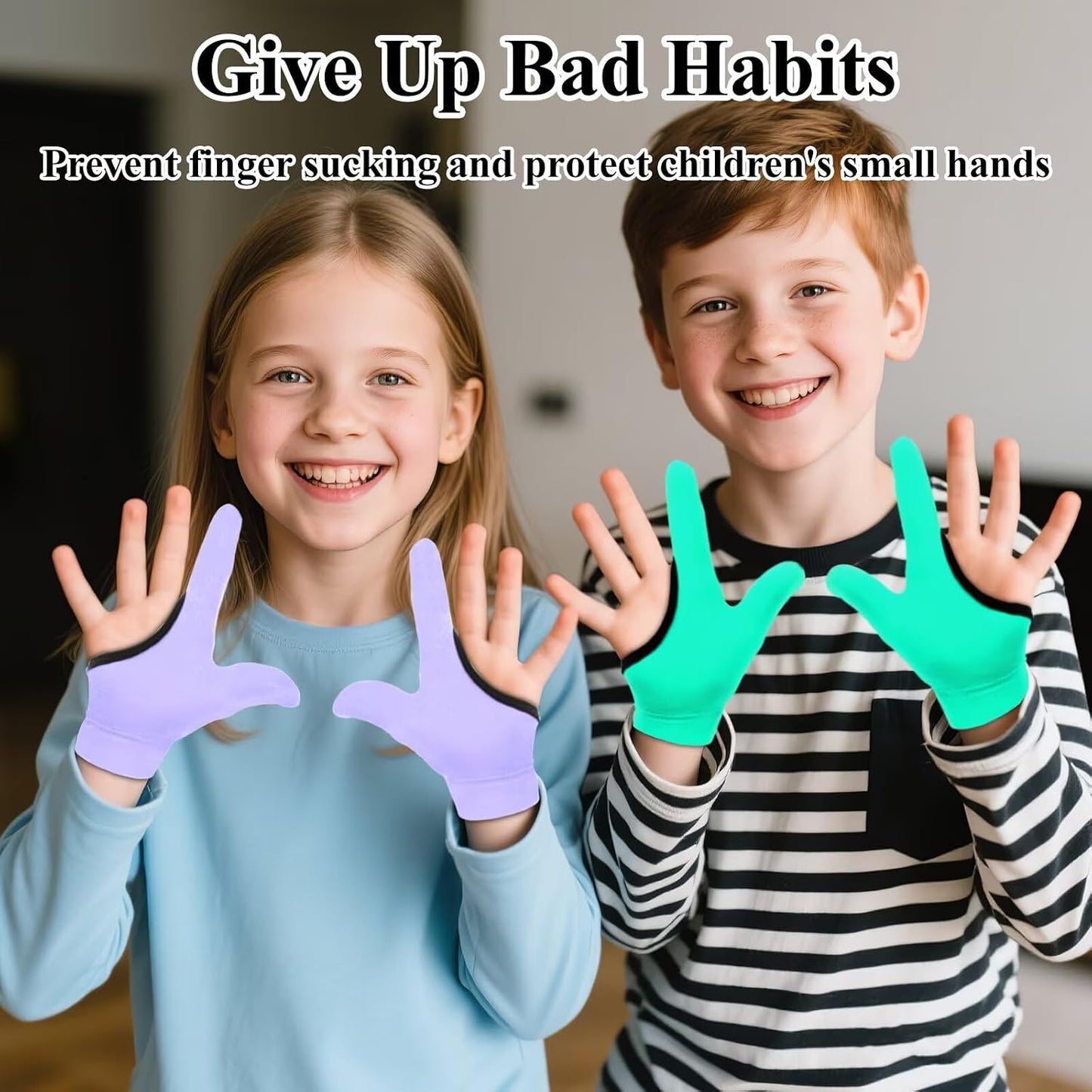 4pcs Thumb Sucking Guard Gloves Kids Anti Thumb Sucking Glove Chewy Compression Thumb Sucking Stop Nail Biting Finger Biting Glove for Kids Thumb Guard for Ages 5-12