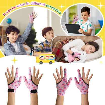 4pcs Thumb Sucking Guard Gloves Kids Anti Thumb Sucking Glove Chewy Compression Thumb Sucking Stop Nail Biting Finger Biting Glove for Kids Thumb Guard for Ages 5-12