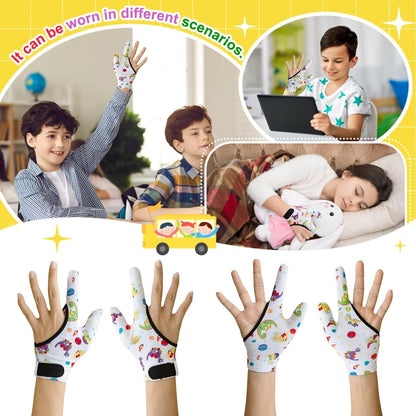 4pcs Thumb Sucking Guard Gloves Kids Anti Thumb Sucking Glove Chewy Compression Thumb Sucking Stop Nail Biting Finger Biting Glove for Kids Thumb Guard for Ages 5-12