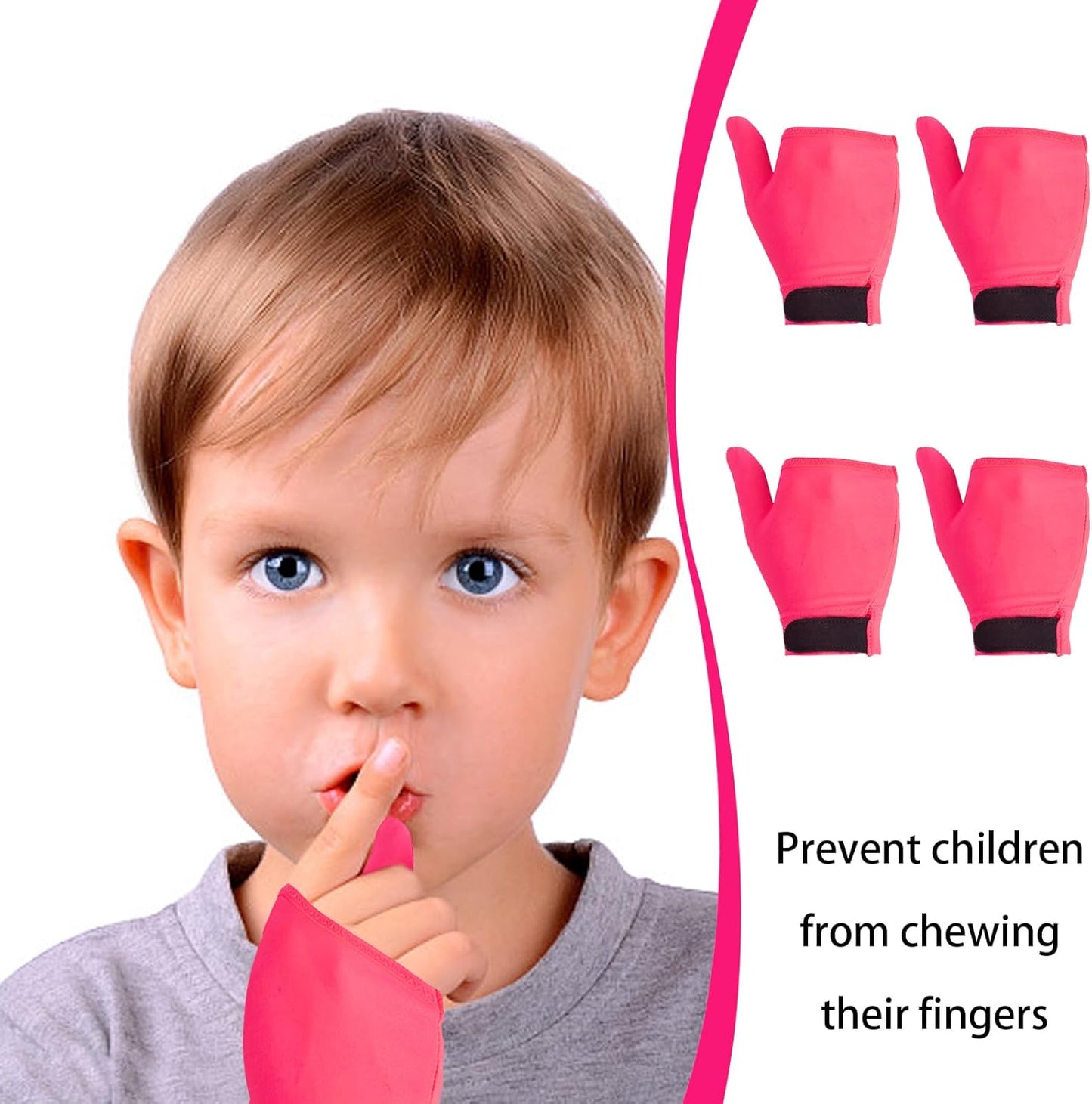 4pcs Thumb Sucking Guard Gloves Kids Anti Thumb Sucking Glove Chewy Compression Thumb Sucking Stop Nail Biting Finger Biting Glove for Kids Thumb Guard for Ages 5-12
