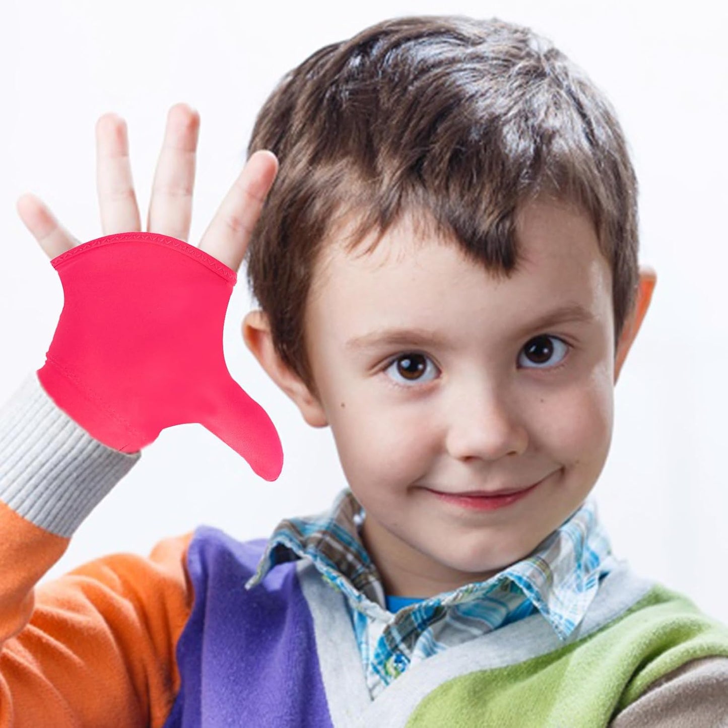 4pcs Thumb Sucking Guard Gloves Kids Anti Thumb Sucking Glove Chewy Compression Thumb Sucking Stop Nail Biting Finger Biting Glove for Kids Thumb Guard for Ages 5-12