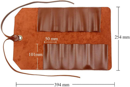 10 Pockets Roll Up Tool Pouch, Chisel Roll Multi-Functional Tool Roll Bag, Leather Portable Repair Woodworking And Electrical Bag, Store Chisel,Wrench,Pliers,Carving Knife (BROWN)