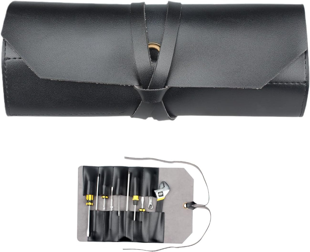10 Pockets Roll Up Tool Pouch, Chisel Roll Multi-Functional Tool Roll Bag, Leather Portable Repair Woodworking And Electrical Bag, Store Chisel,Wrench,Pliers,Carving Knife (BROWN)