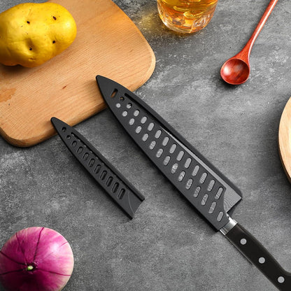 8 Pcs Universal Knife Guards Set, Plastic Safety Knife Covers Black Knives Sheath Blade Protector Kitchen Knives Sheath for Paring Utility Bread Chef Knifes