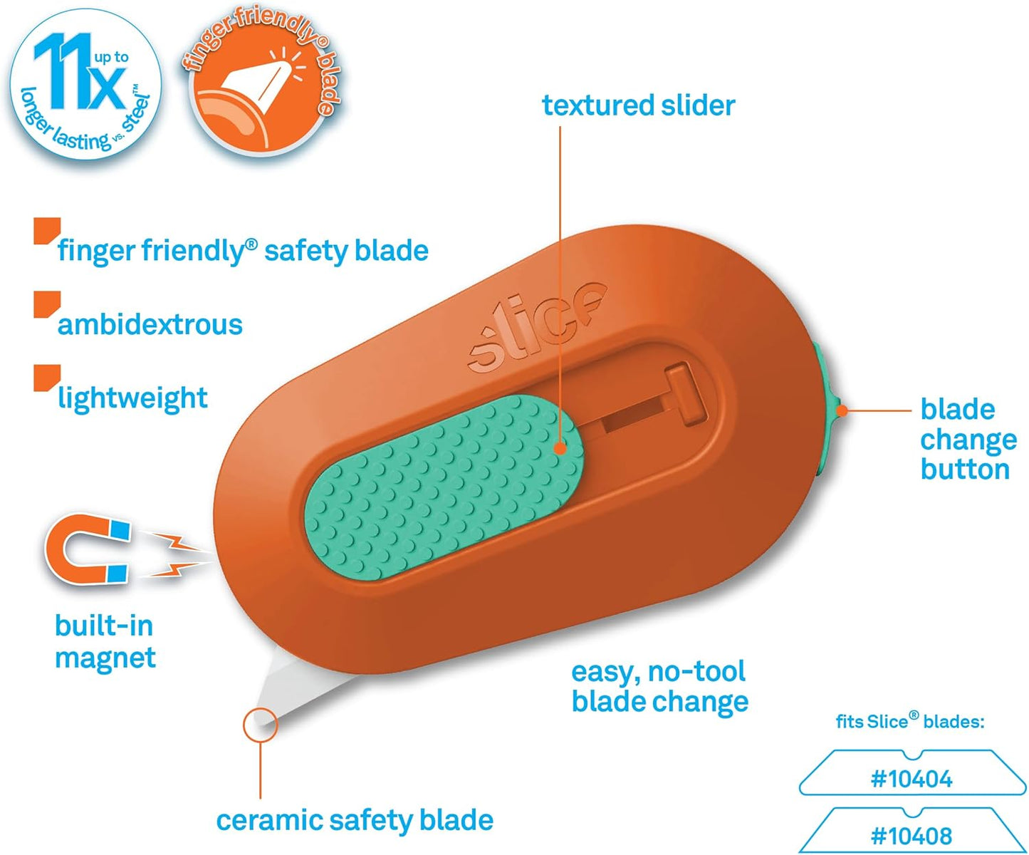 Slice Mini Box Cutter, Manual Retracting, Safe Ceramic Box Cutter Lasting 11x Longer than Metal, Keychain Box Opener, 1 Pack
