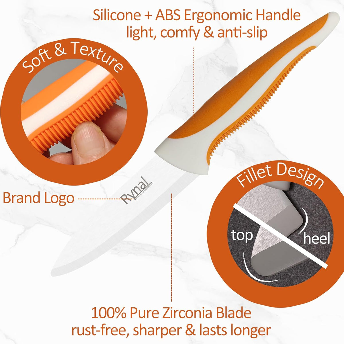 Ceramic Knife - 4" Chef's Paring Knife - Light, Precise, Sharp Ceramic Kitchen Knife with Cover & Soft Grip