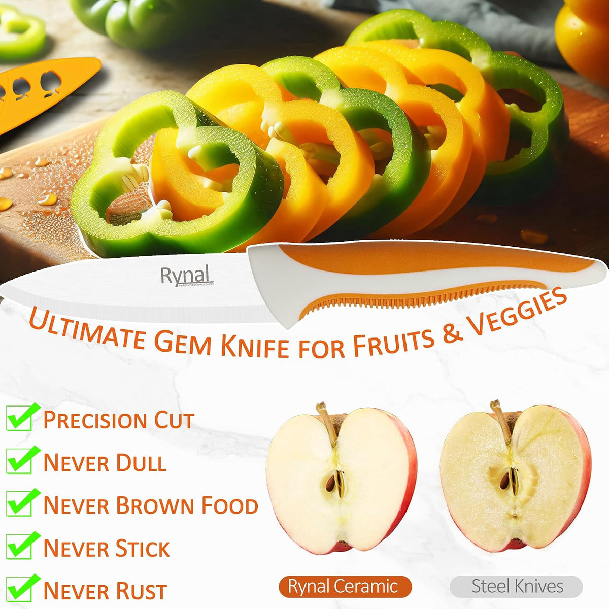 Ceramic Knife - 4" Chef's Paring Knife - Light, Precise, Sharp Ceramic Kitchen Knife with Cover & Soft Grip