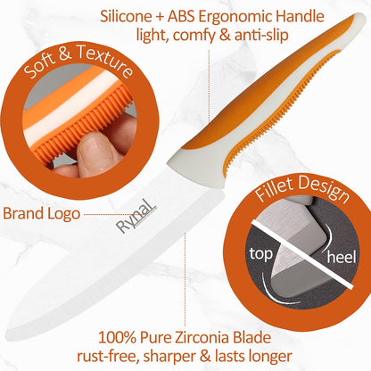 Ceramic Knife - 4" Chef's Paring Knife - Light, Precise, Sharp Ceramic Kitchen Knife with Cover & Soft Grip