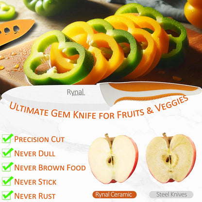 Ceramic Knife - 4" Chef's Paring Knife - Light, Precise, Sharp Ceramic Kitchen Knife with Cover & Soft Grip