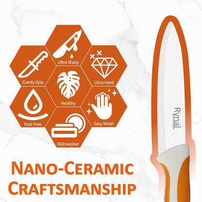Ceramic Knife - 4" Chef's Paring Knife - Light, Precise, Sharp Ceramic Kitchen Knife with Cover & Soft Grip