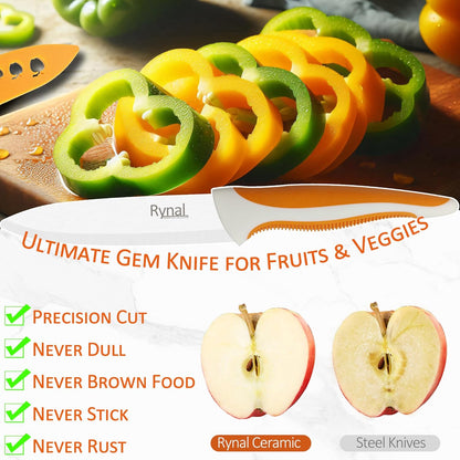 Ceramic Knife - 4" Chef's Paring Knife - Light, Precise, Sharp Ceramic Kitchen Knife with Cover & Soft Grip