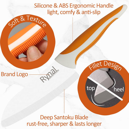 Ceramic Knife - 4" Chef's Paring Knife - Light, Precise, Sharp Ceramic Kitchen Knife with Cover & Soft Grip