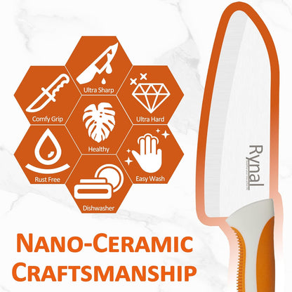 Ceramic Knife - 4" Chef's Paring Knife - Light, Precise, Sharp Ceramic Kitchen Knife with Cover & Soft Grip