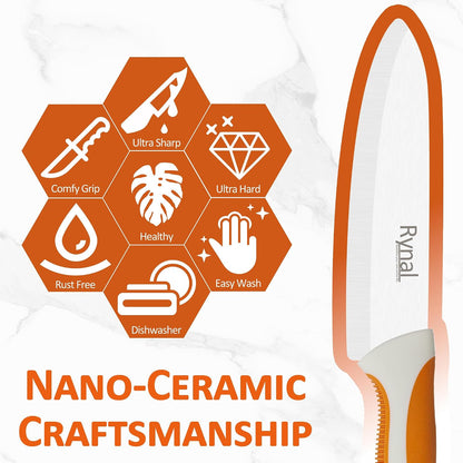 Ceramic Knife - 4" Chef's Paring Knife - Light, Precise, Sharp Ceramic Kitchen Knife with Cover & Soft Grip