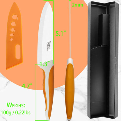 Ceramic Knife - 4" Chef's Paring Knife - Light, Precise, Sharp Ceramic Kitchen Knife with Cover & Soft Grip