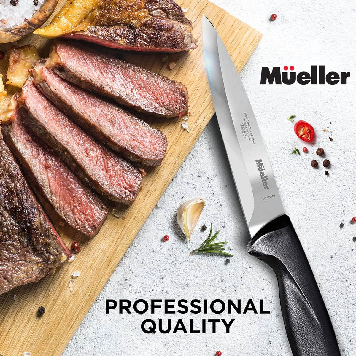 6-inch High Carbon Stainless Steel Deba Knife, Double Bevel Blade with Comfort Handle