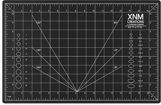 XNM Premium Self Healing Cutting Mat - 12 Inches by 18 inches - A3, 3 Layer Quality PVC Construction - Dual Sided, Imperial and Metric Grid Lines - Perfect for Cutting, Sewing, and Crafts