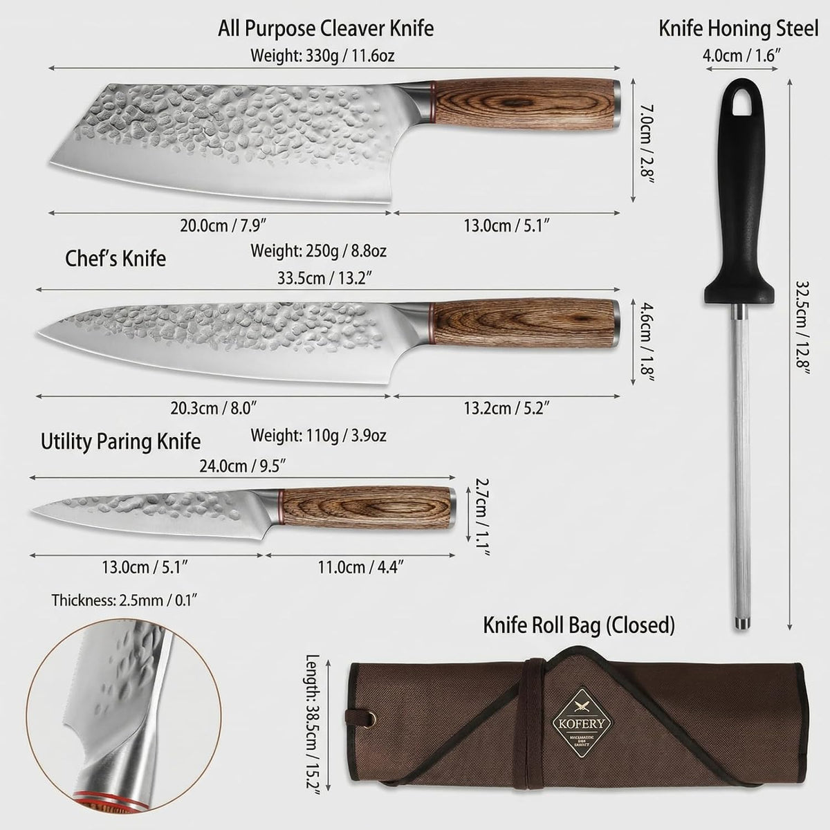 Forged High Carbon Steel Knife Set for Chefs & Grill Masters
