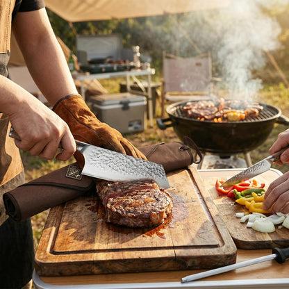 Forged High Carbon Steel Knife Set for Chefs & Grill Masters
