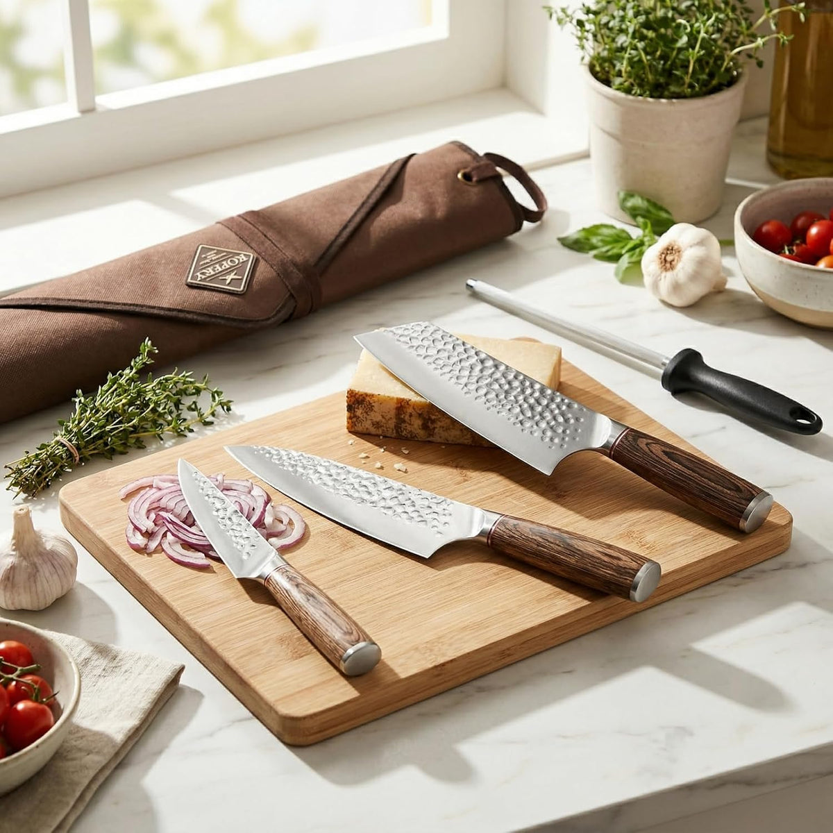 Forged High Carbon Steel Knife Set for Chefs & Grill Masters
