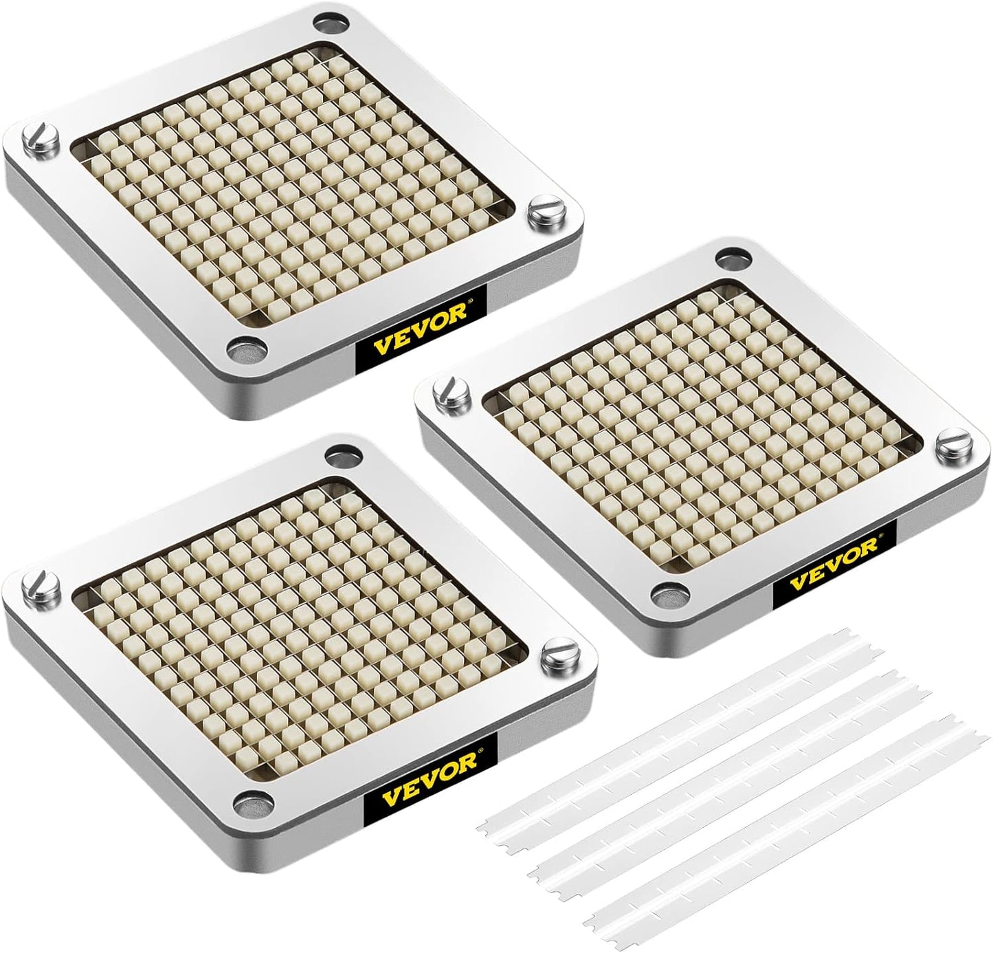 Commercial Vegetable Chopper w/ 4 Replacement Blades, Stainless Steel French Fry Cutter Potato Dicer & Fruit Slicer for Restaurants & Home Kitchen
